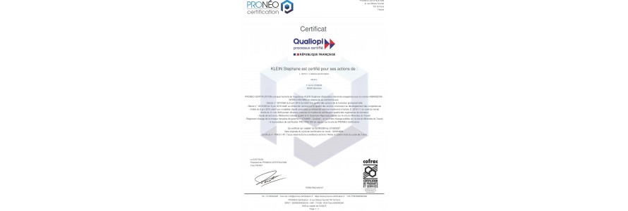 certificat Qualiopi Stephane KLEIN